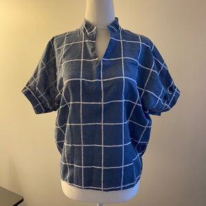 Navy and white short sleeve top